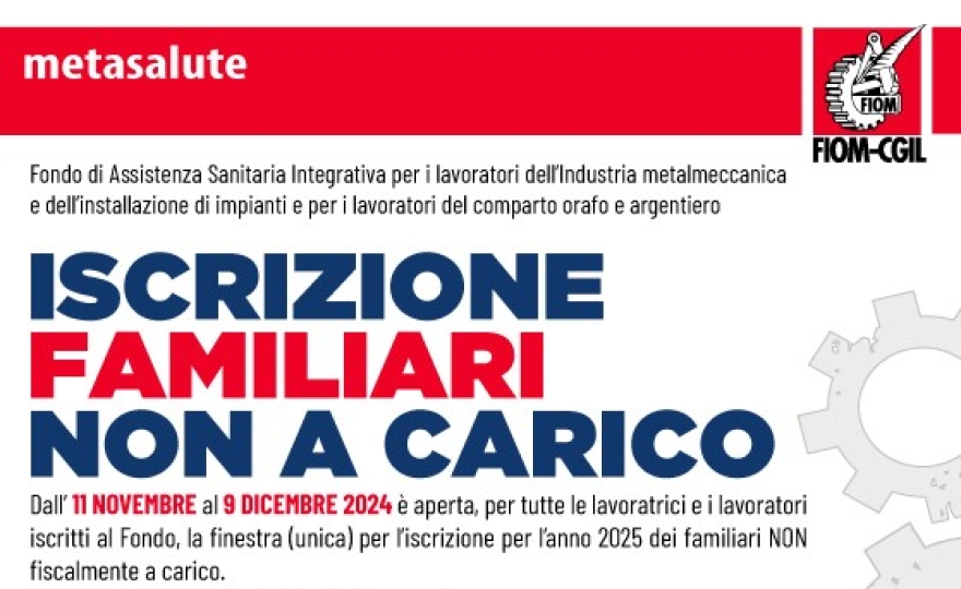 Metasalute. Iscizione familiari non a carico